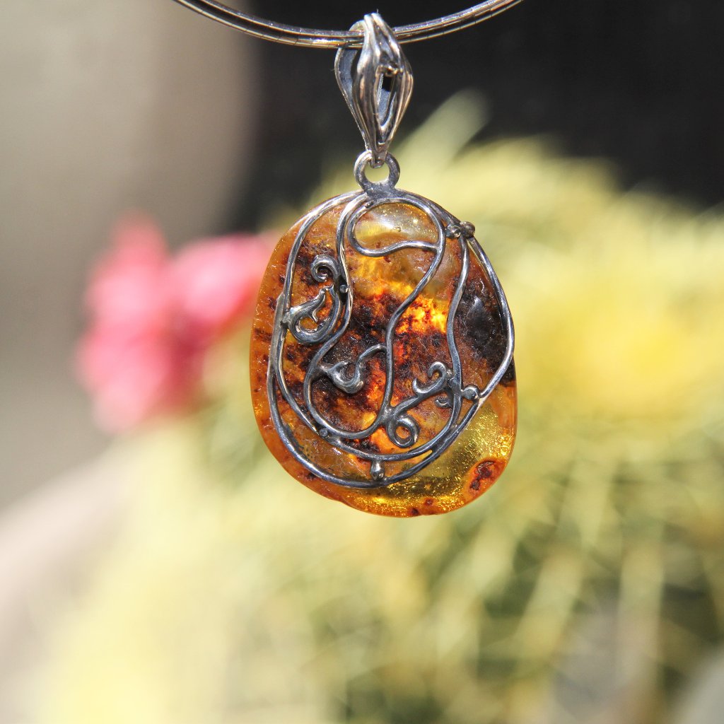 Sterling Silver Amber Pendant